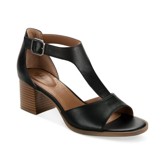Style & Co Kendaall T-Strap Dress Sandals 6 BLACK