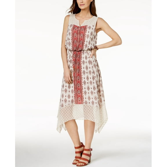 Style & Co Lace Trim Midi Dress Ivory Runway XL