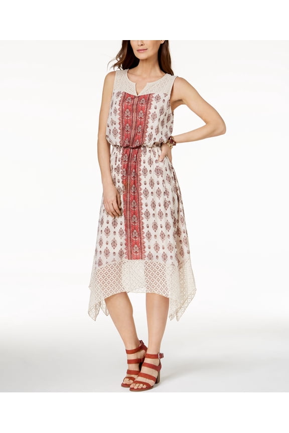 Style & Co Lace Trim Midi Dress Ivory Runway XL