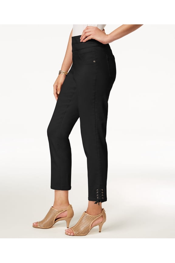 Style & Co Lace Up Hem Capri Pants Deep Black 18