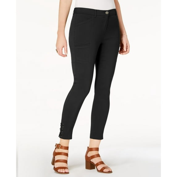 Style & Co Lace Up Straight Leg Pants Deep Black 8