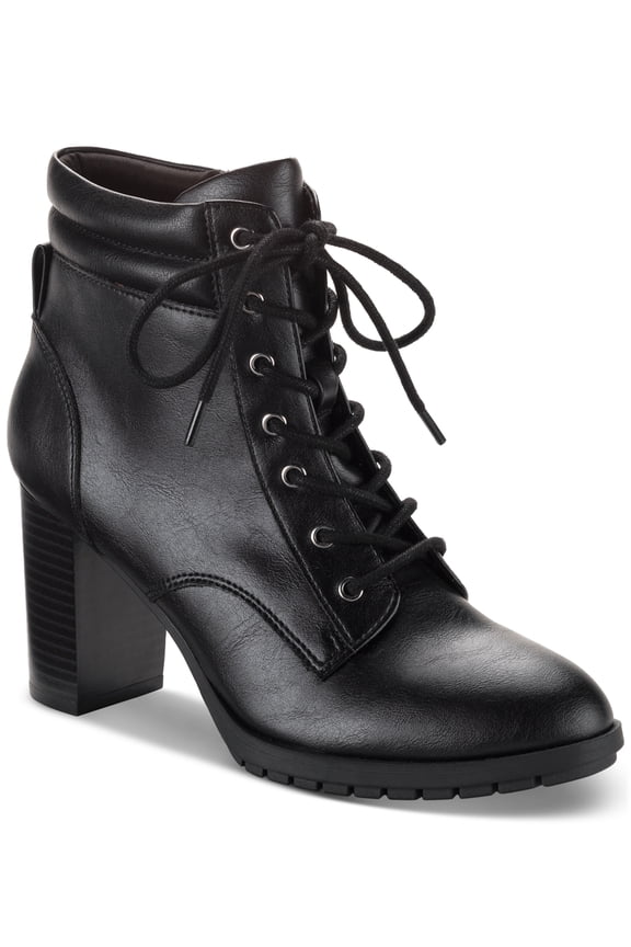 Style Co Laurellee Womens Lace-Up Dress Bootie Black Smooth 8.5M