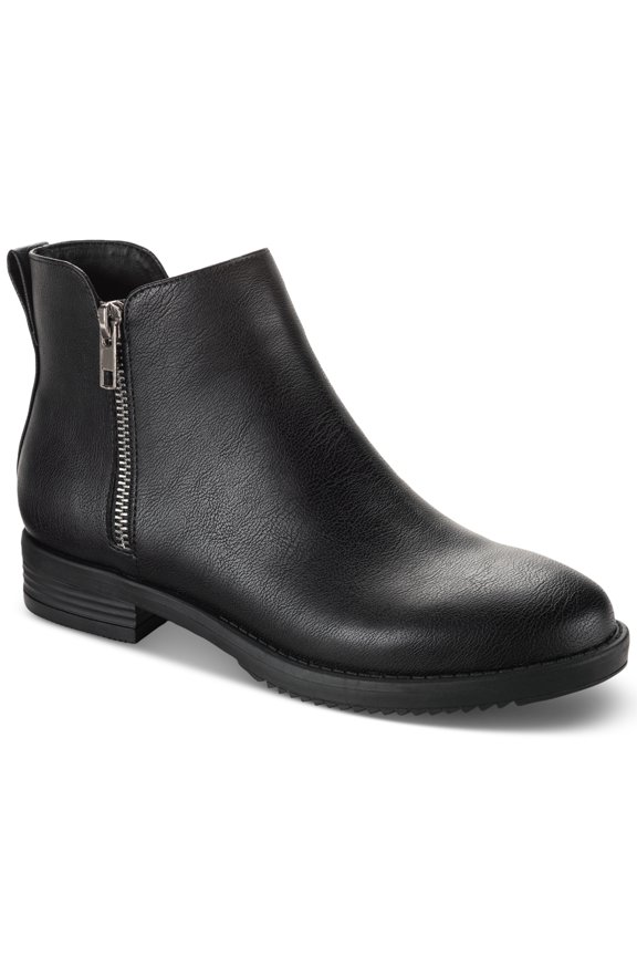 Style & Co Women's Laylaa Zip Ankle Booties, Black Smooth, 8