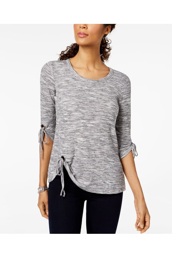 Style & Co Marled Asymmetrical Hem Top Grey XL