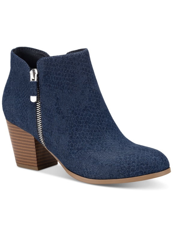 Style Co Masrinaa Block-Heel Ankle Boot Snake Denim 12M