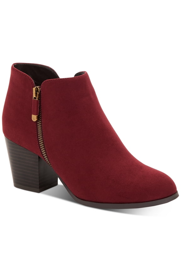 Style Co Masrinaa Block-Heel Ankle Boot Wine Micro 10.5M