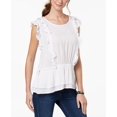 thumbnail image 1 of Style & Co Metallic Ruffled Top Bright White XL, 1 of 4
