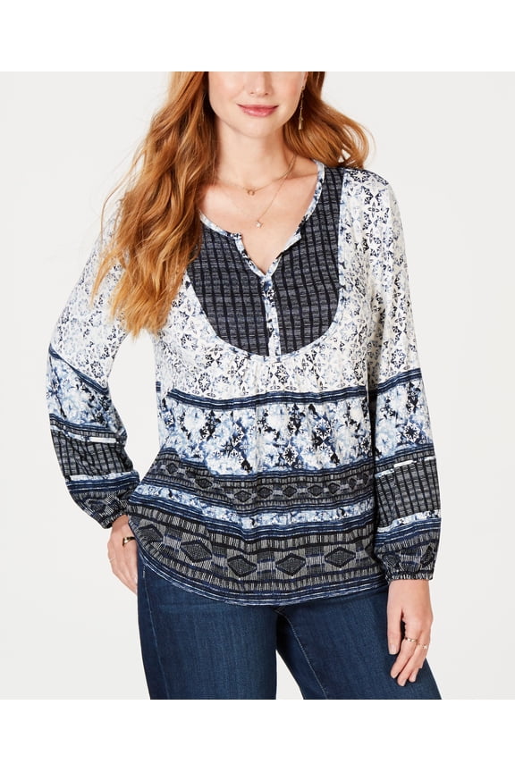 Style & Co Mixed Media Bib Top River Stamp L