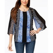 Style & Co Mixed Print Top Medley Breeze S