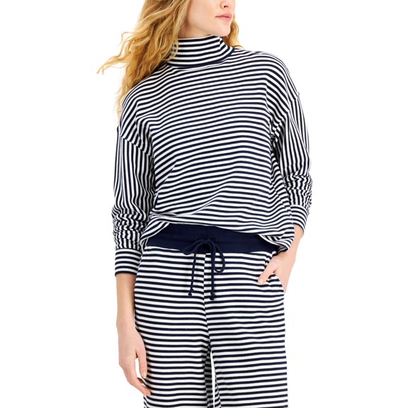 Style & Co Mock Neck Sweatshirt Industrial Comb L