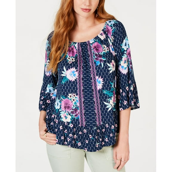 Style & Co Off The Shoulder Floral Print Top Toss Fields XS