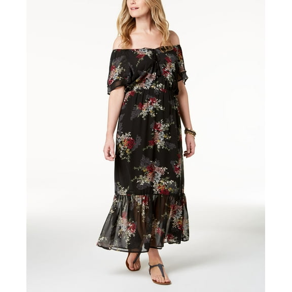 Style & Co Off The Shoulder Maxi Dress Estate Botanics XS