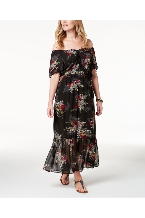 Style & Co Off The Shoulder Maxi Dress Estate Botanics XS