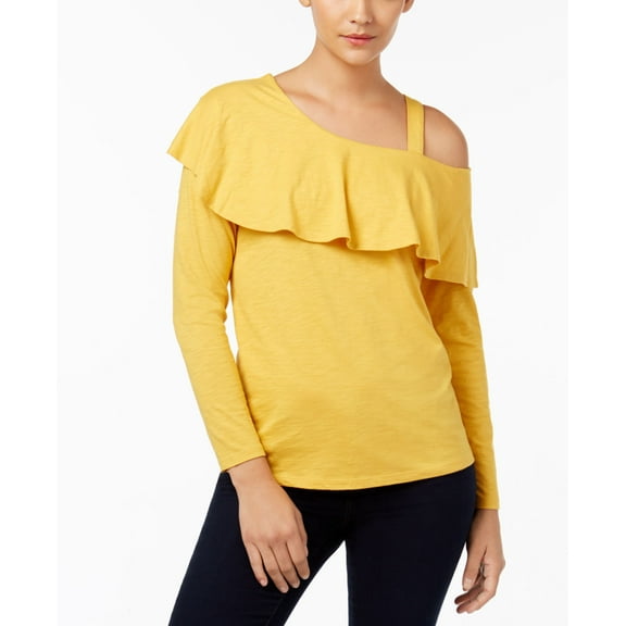 Style & Co. One-Shoulder Top Womens M Yellow shirt MSRP $39