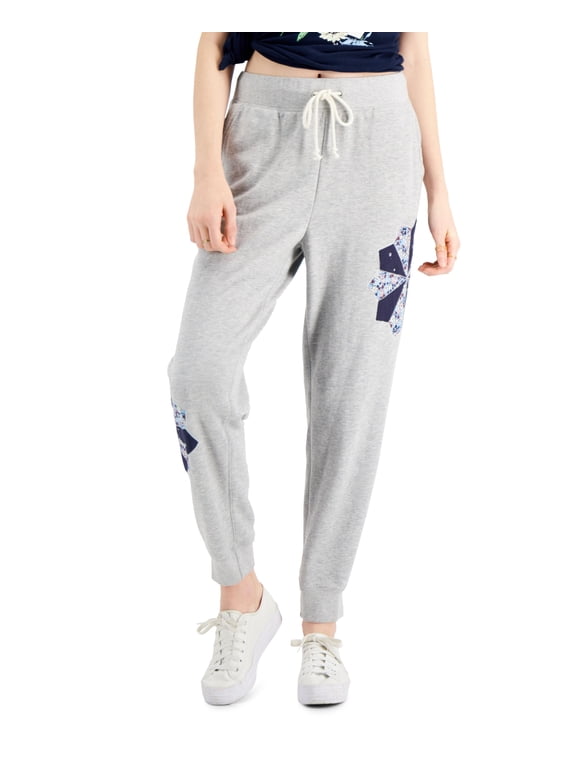 Style & Co Patchwork Jogger Sweatpants Light Grey Heather L