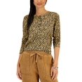 thumbnail image 1 of Style & Co Petite Animal Print Henley Knit Top Toffee Leopard PS, 1 of 1