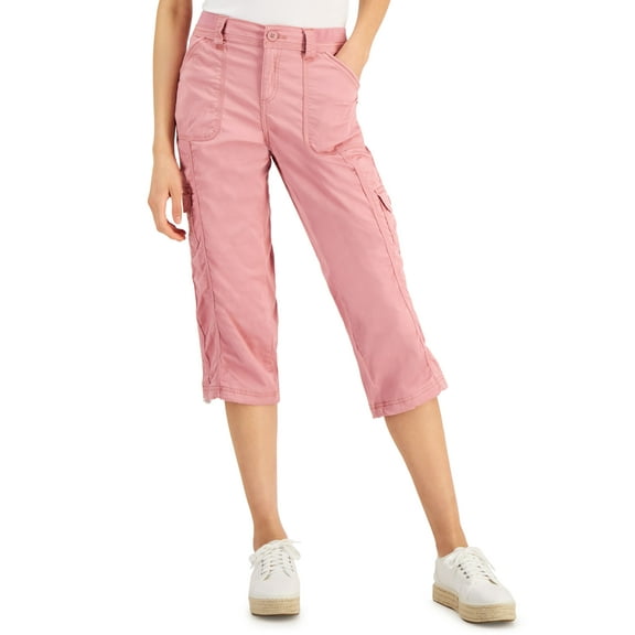 Style & Co Petite Bungee-Hem Capri Pants Rose Brocade 8P