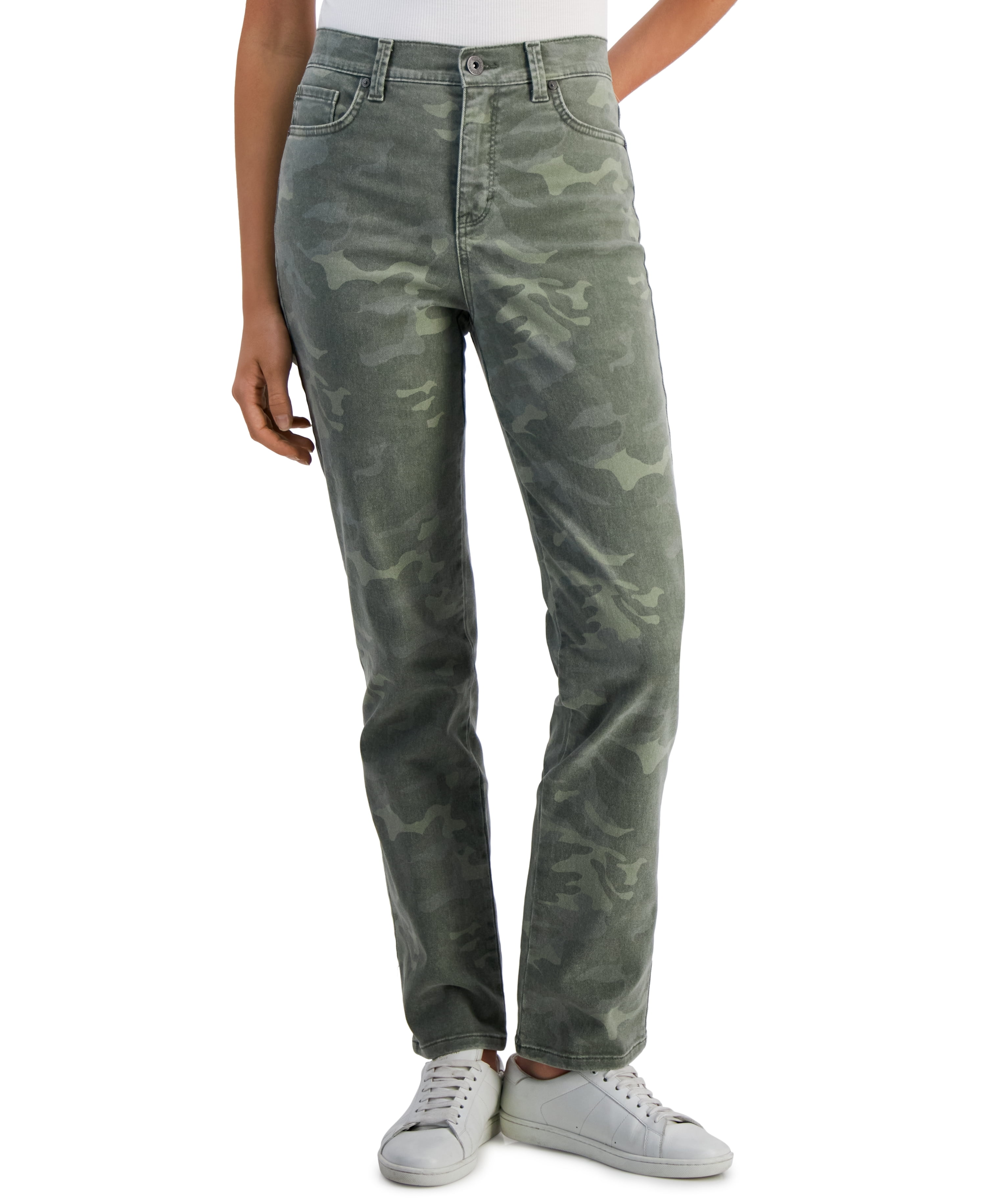 Style Co Petite Camo High Rise Straight Leg Jeans Camo Fever 4P Walmart