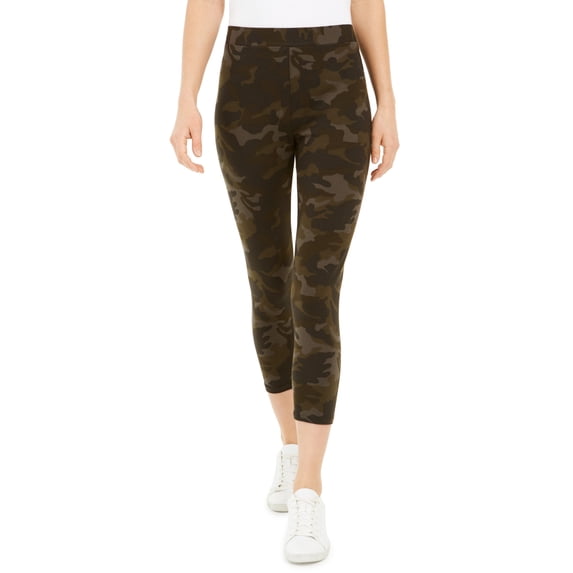 Style & Co Petite Camo Print Capri Leggings Camo Daze Green PM