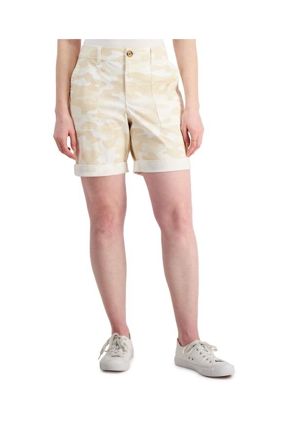 Style & Co Petite Camo Print Cuffed Bermuda Shorts Camo Layer 8P