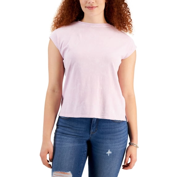 Style & Co Petite Cap-Sleeve Cotton Top Lavender Bouquet PL