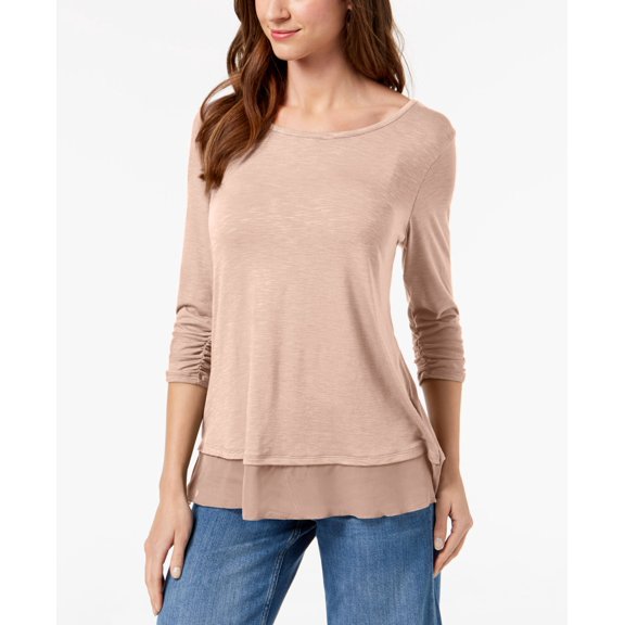 Style & Co Petite Chiffon Hem Top Crushed Petal PS