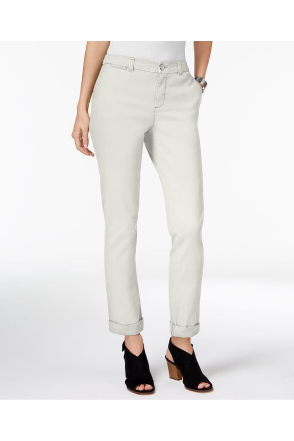 Style & Co Petite Chino Boyfriend Pants Stonewall 10P