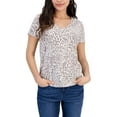 thumbnail image 1 of Style & Co Petite Cloud Print V Neck Perfect T-Shirt Animal PXS, 1 of 1