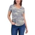 thumbnail image 1 of Style & Co Petite Cloud Print V Neck Perfect T-Shirt Greens Washed Camo PP, 1 of 1