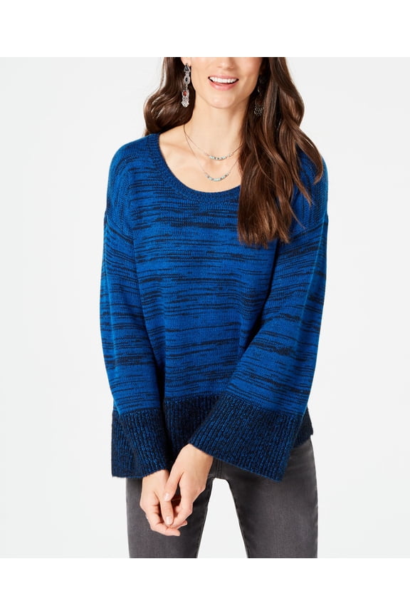 Style & Co Petite Colorblock Boxy Pullover Sweater Sea Captain PS