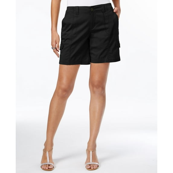 Style & Co Petite Comfort Waist Cargo Shorts Deep Black 8P