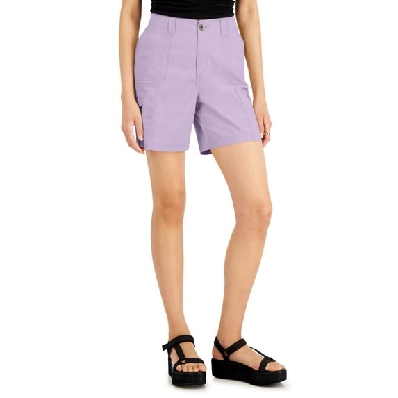 Style & Co Petite Comfort Waist Cargo Shorts Lavender Bouque 12P