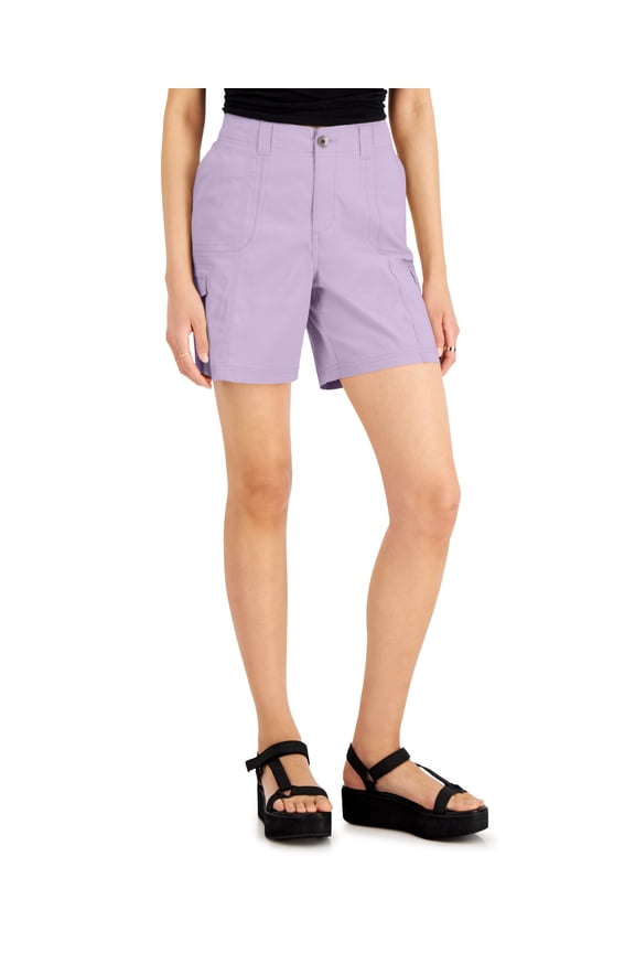 Style & Co Petite Comfort Waist Cargo Shorts Lavender Bouque 16P