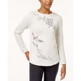 thumbnail image 1 of Style & Co Petite Cotton Embroidered Sweater White Heather Combo PXS, 1 of 1