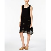 STYLE & CO. Style & Co Petite Cotton Embroidered Swing Dress Black PXS