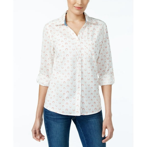 Style & Co Petite Cotton Printed Shirt Ringer PXS