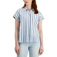 thumbnail image 1 of Style & Co Petite Cotton Striped Camp Shirt Stripe Camas PL, 1 of 1
