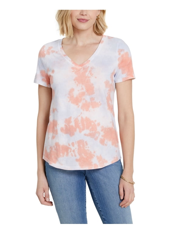Style & Co Petite Cotton Tie Dyed T-Shirt Destiny Dye PXL