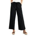 thumbnail image 1 of Style & Co Petite Crinkled Wide Leg Pants Deep Black PL, 1 of 1
