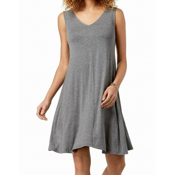 Style & Co Petite Cross Back Swing Dress Gray PM