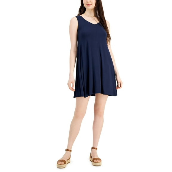 Style & Co Petite Cross-Back Swing Dress Industrial Blue PS