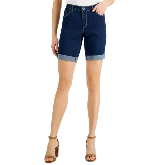 Style & Co Petite Cuffed Denim Bermuda Shorts Rinse 8P