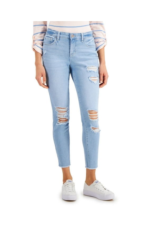 Style & Co Petite Curvy Distressed Skinny Jeans Ricochet Wash 10P