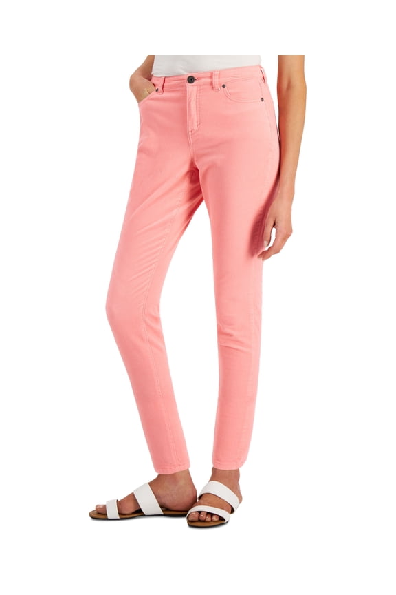 Style & Co Petite Curvy Fit Corduroy Skinny Pants Antique Peach 10P
