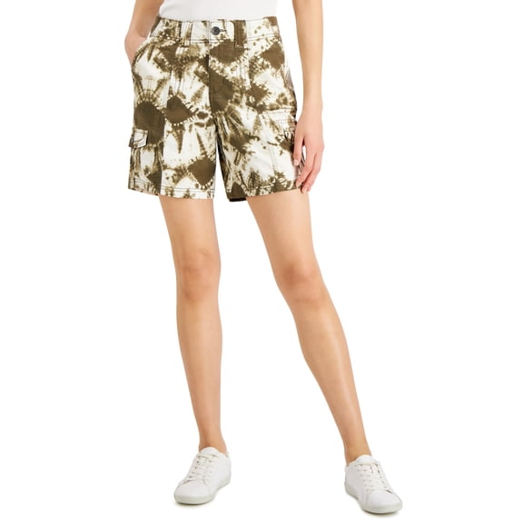 Style & Co Petite Diamond Indigo Print Shorts Diamond Neutral 8P