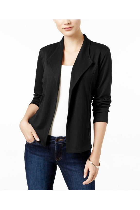 Style & Co Petite Draped Blazer Deep Black PL