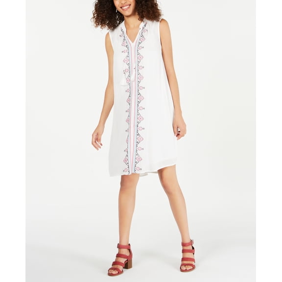 Style & Co Petite Embroidered Dress White Embroidered PXL