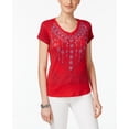 thumbnail image 1 of Style & Co Petite Embroidered Graphic T-Shirt Ruby PXS, 1 of 1