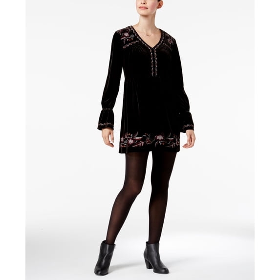 Style & Co Petite Embroidered Peasant Dress Fem Folk Embroidery PL