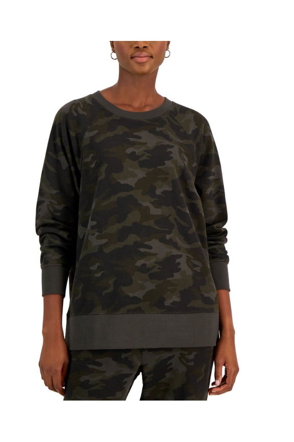 Style & Co Petite Fleece Camo Sweatshirt Camo Mission P2XL